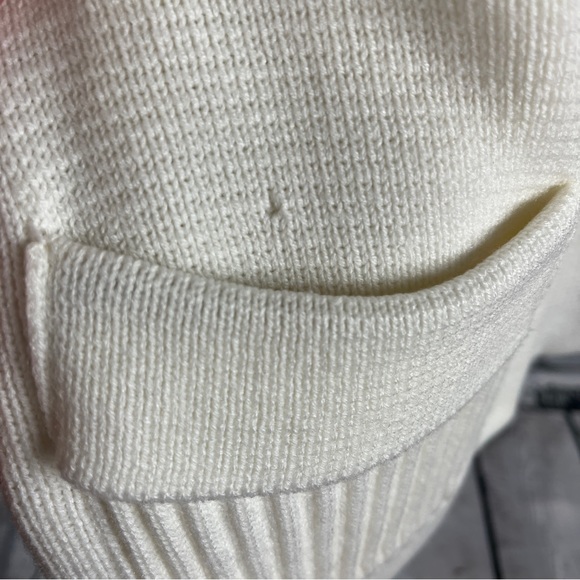 Vintage Collections Women's 38 Medium White Collared Cardigan Sweater Pockets - Picture 4 of 8